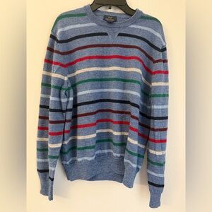 Brooks Brothers 346 Sweater Men’s L Blue Striped 100% Merino Wool Crewneck Knit